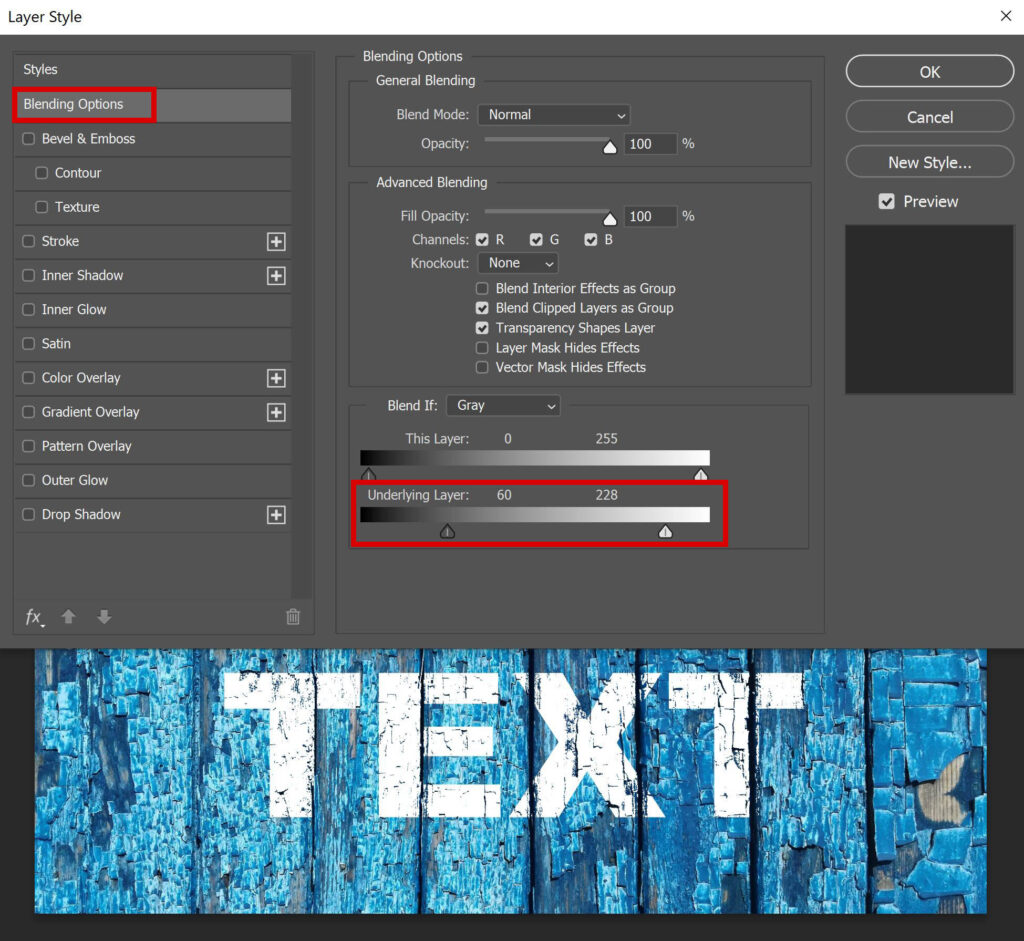 make text blend into background photoshop