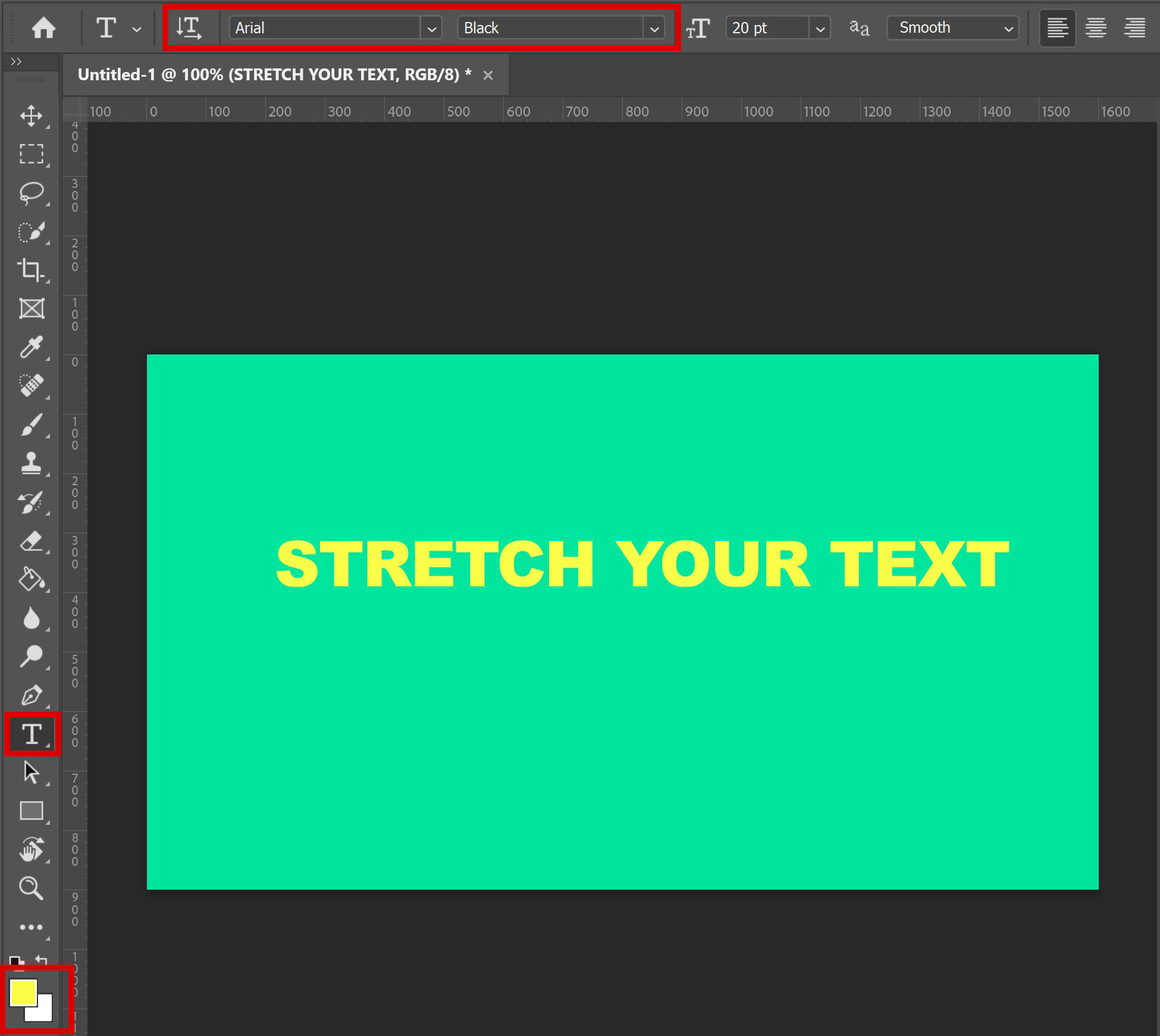 Stretch Text with A Drop Shadow In Adobe Photoshop 