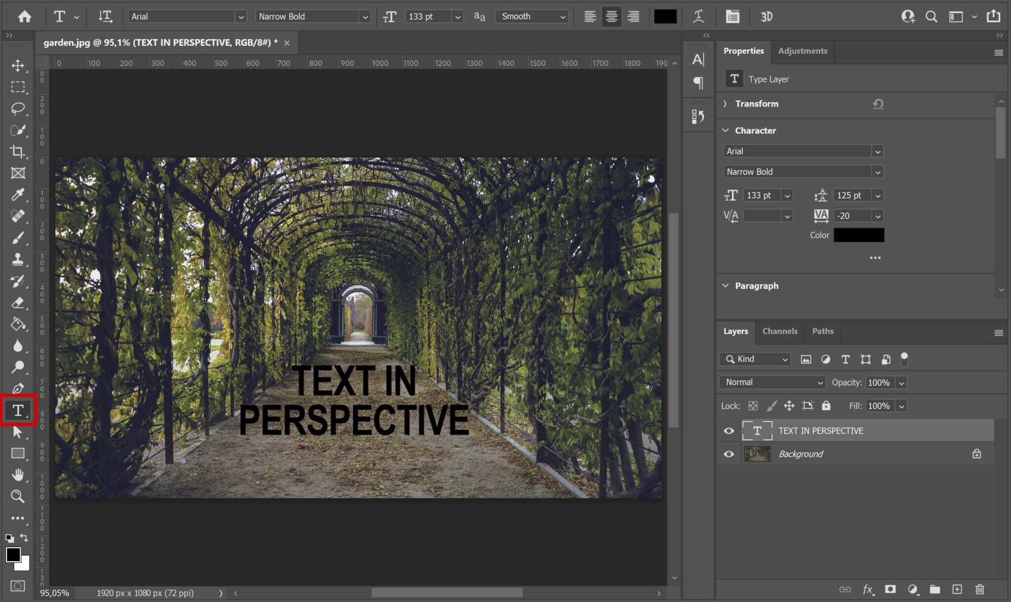 place text in perspective photoshop