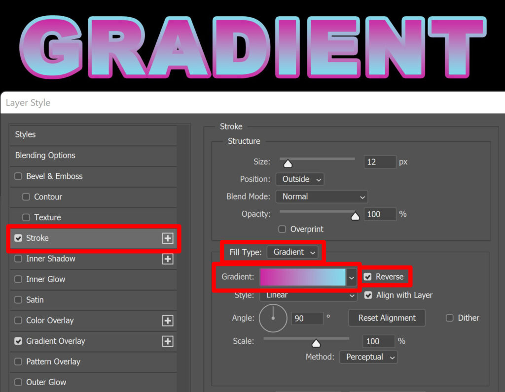 gradient outline