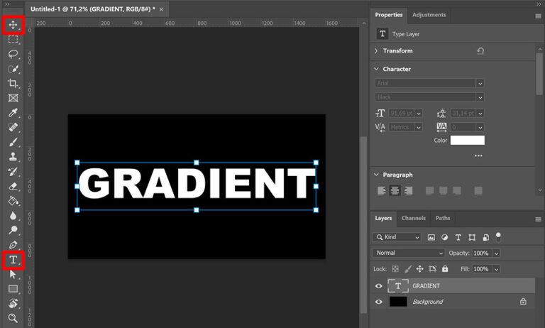 gradient text adobe photoshop