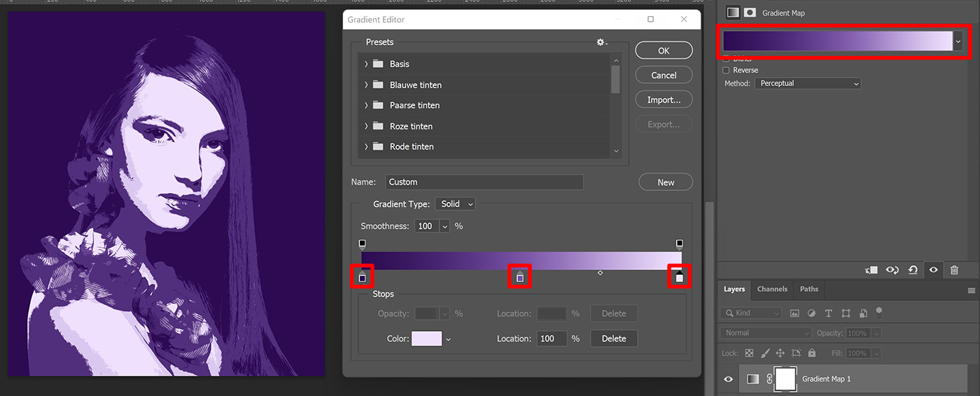 Monochromatic abstract portrait in Edit with Kim