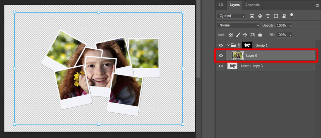 Resize photo inside polaroid frames