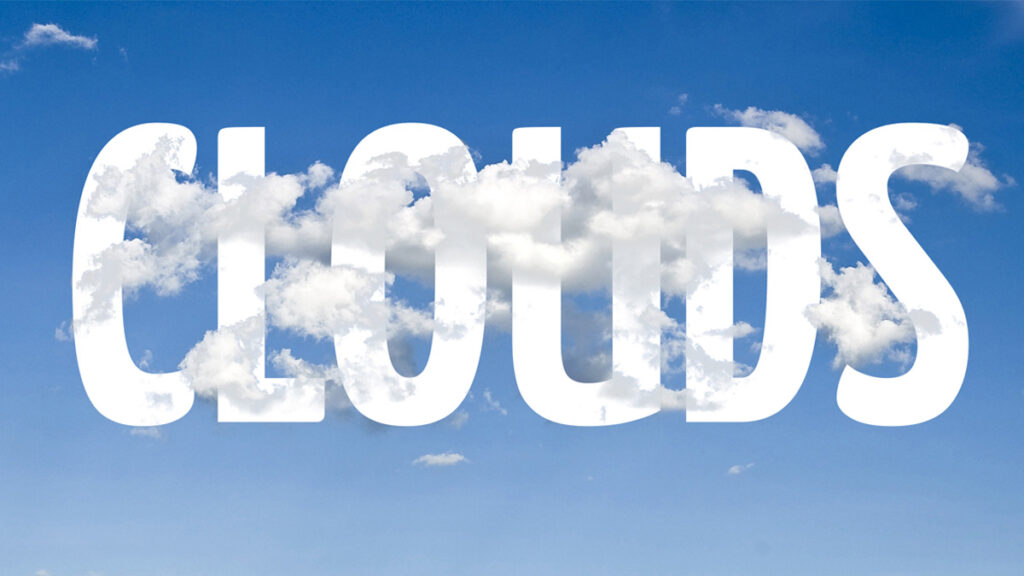Text behind clouds