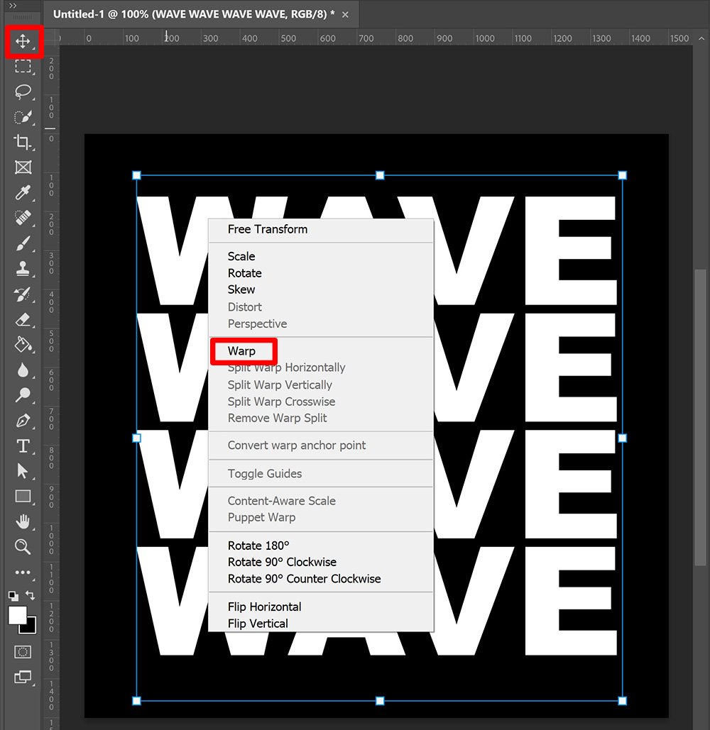 text wave effect photoshop