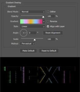 Gradient text outline with wind effect in Adobe Photoshop