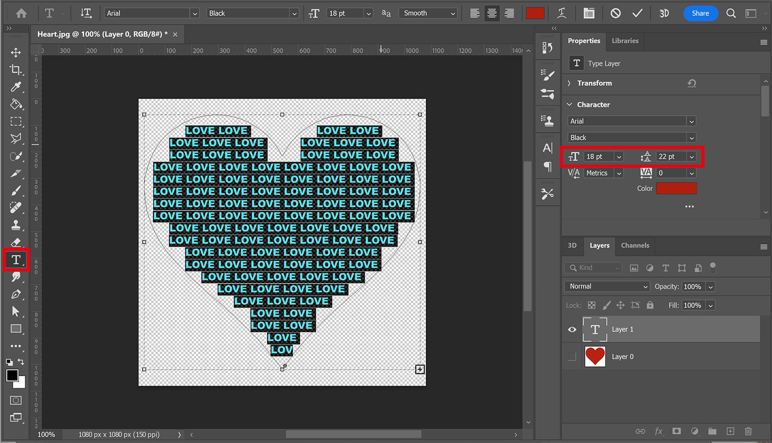 photoshop text fill shape