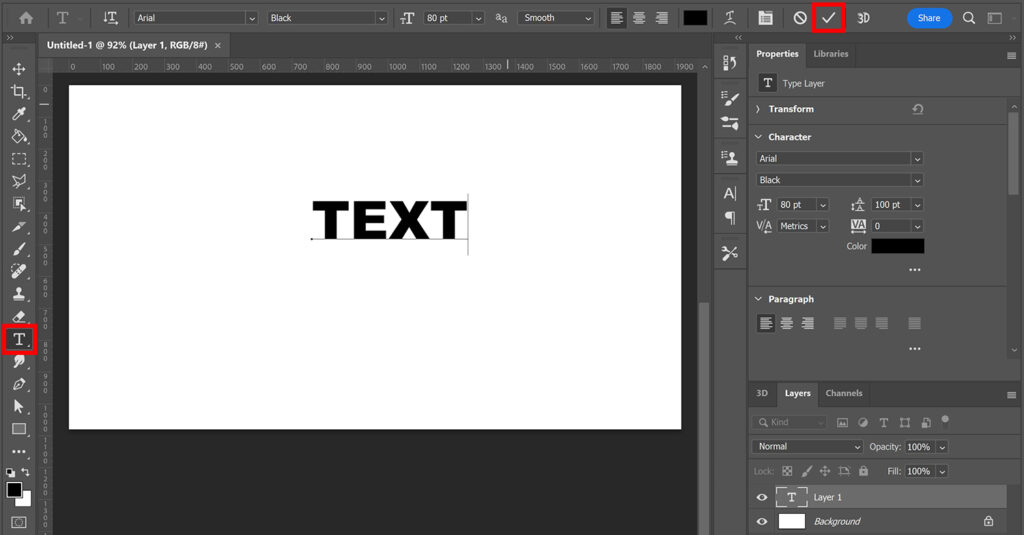 Create text