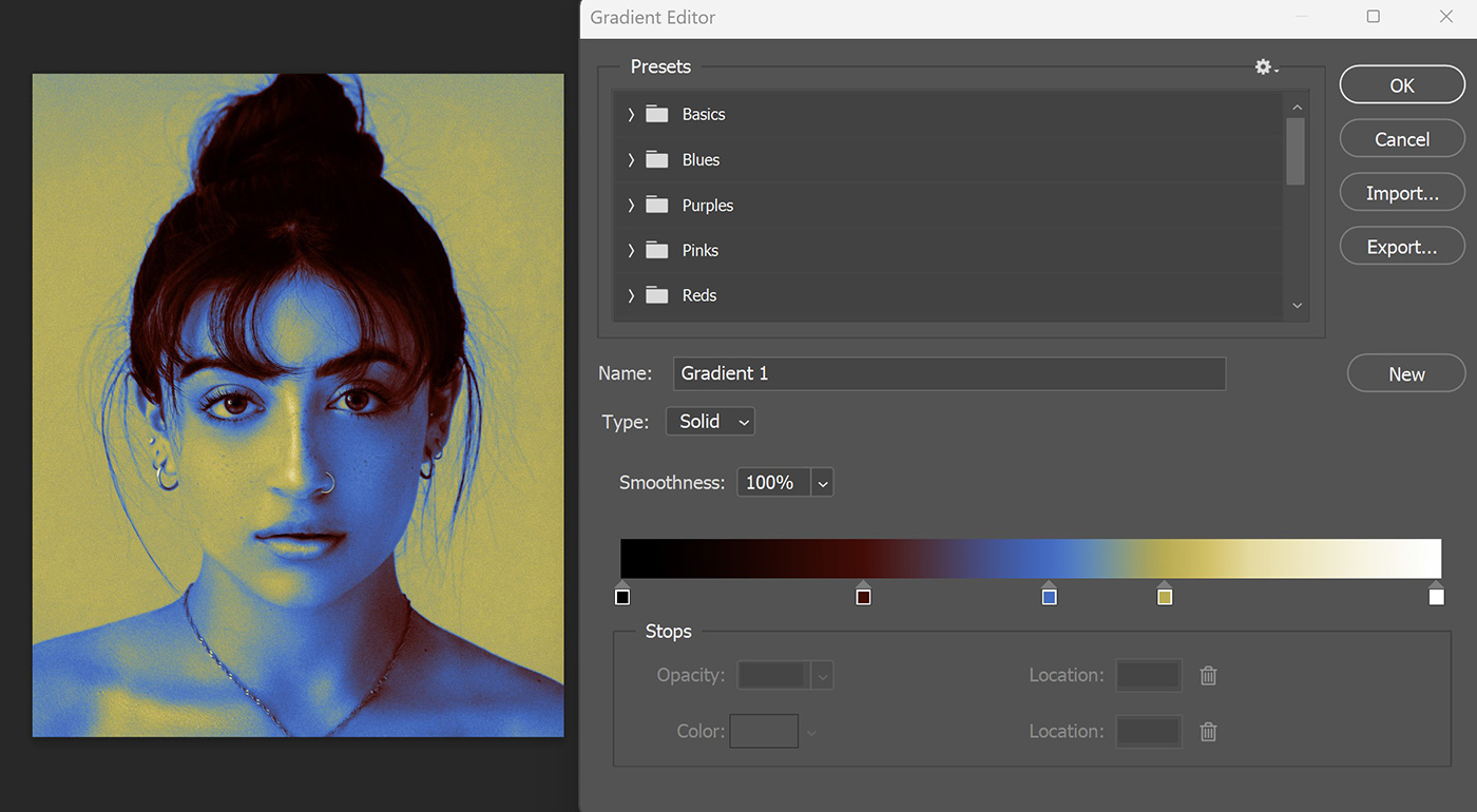 Create a gradient map portrait in Photoshop - Edit with Kim