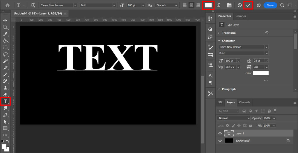 Create text