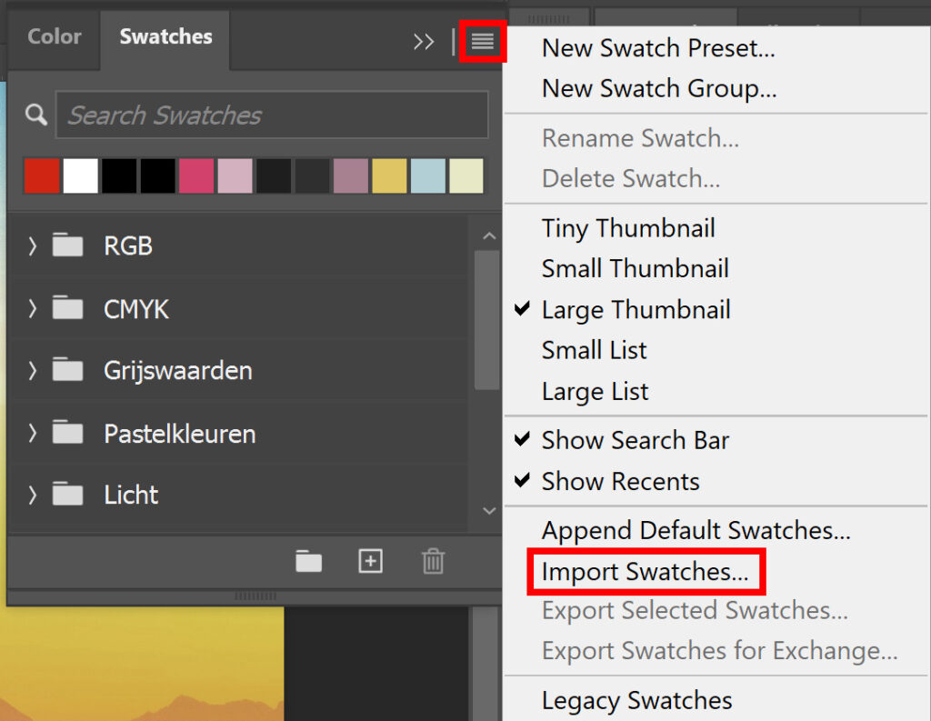 Import swatches