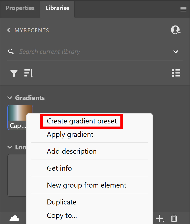 Create gradient preset